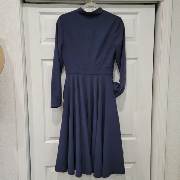 Women's Blue Vintage-inpired 1950s Swing Dress - Picture 3 of 6